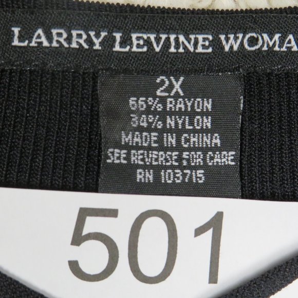Larry Levine*‎ Women's Short Sleeve V-Neck Ribbed Pullover Blouse Size~ 2X - Picture 3 of 7